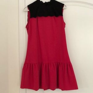 Hot pink mini dress with scallop details